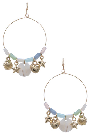 Metal Stone Heart Star  Sea Shell Charm Earrings