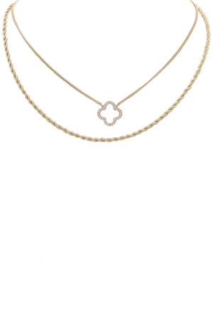 Metal Layered Quatrefoil Necklace