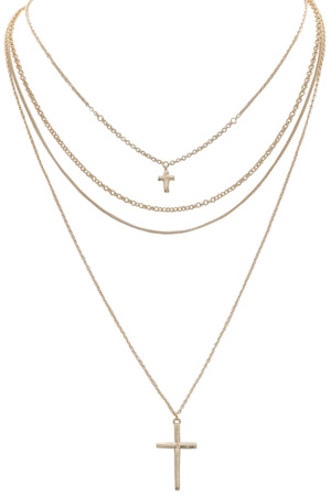 Metal Layered Cross Necklace
