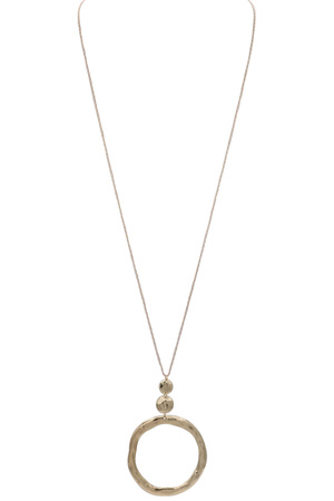Metal Round Pendant Long Necklace