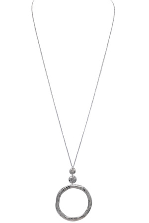 Metal Round Pendant Long Necklace