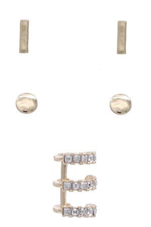 Brass Metal Rectangle Earrings Set