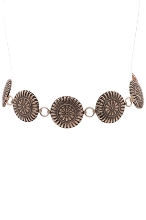 Metal Teardrop Textured Circle Concho Belt