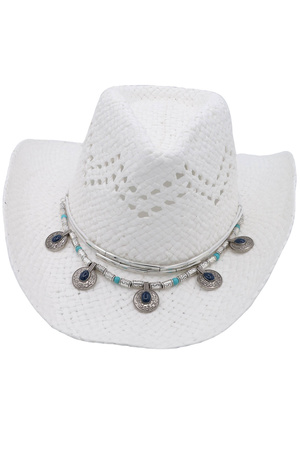 Charm Accent Banded Straw Cowboy Hat