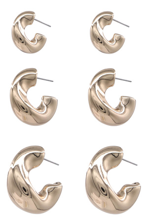 Metal Cylinder Back Assorted Hoop Earrings