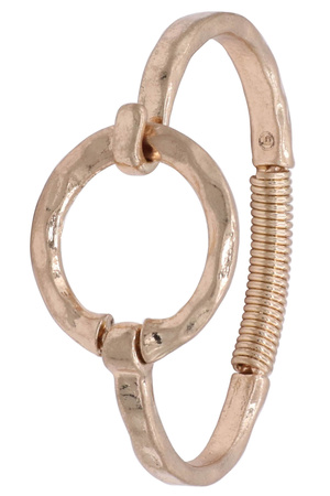 Metal Hammered  Circle Cutout Bangle Bracelet