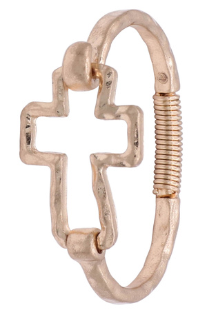 Metal Hammered Cross Cutout Bangle Bracelet