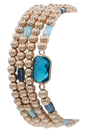 Metal Beaded CCB Layered Stretch Bracelet Set