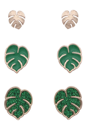 Metal Assorted Monstera & Sand Sticker Earrings
