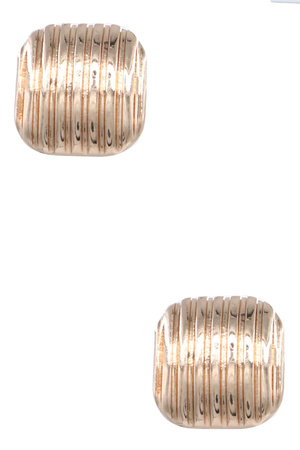 Metal Striped Textured Square Stud Earrings