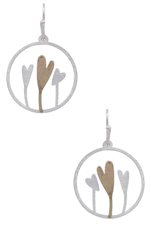 Brass Metal Cutout Heart Dangle Earrings