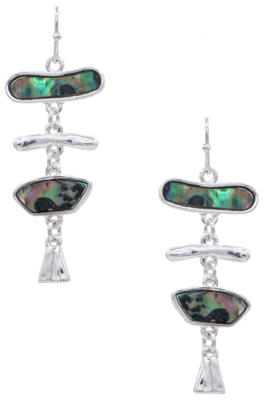 Metal Abalone Abstract Dangle Earrings