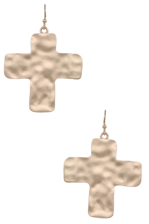 Metal Hammered Cross Earrings