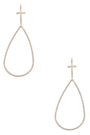 Metal Twisted Cross Teardrop Earrings