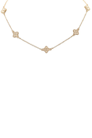 Metal Quatrefoil Station Necklace