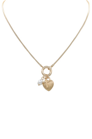 Metal Coil Heart Cross Charm Necklace