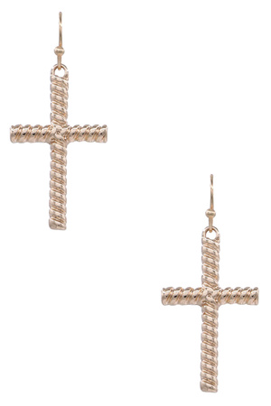 Metal Swirl Cross Dangle Earrings