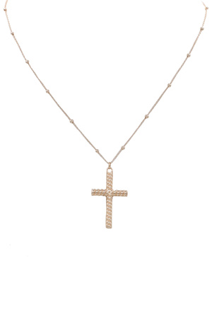 Metal Ball Station Cross Pendant Necklace