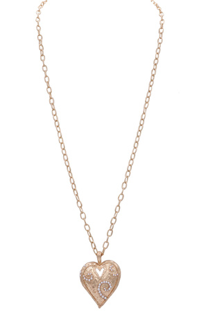 Metal Chain Cream Pearl Heart Pendant Necklace