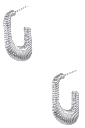 Metal Sterling Silver Textured Post Hoop Earrings
