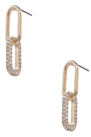 Metal Sterling Silver Post Rhinestone Link Earring