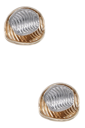Metal Organic Shape Double Circle Post Earrings
