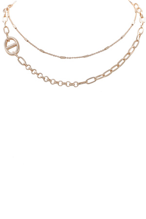 Metal Layered Chain Linked Necklace