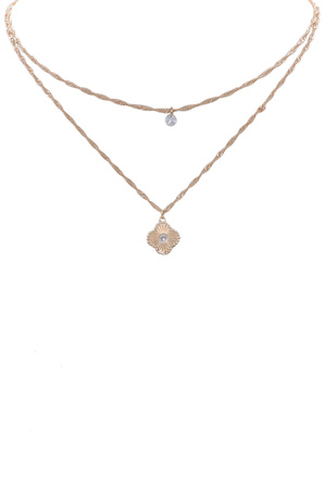 Metal Chain Quatrefoil Pendant Necklace