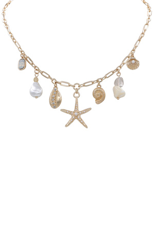 Metal Chain Sea Life Charm Necklace