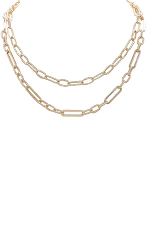 Metal Layered Textured Chain Linked Necklace