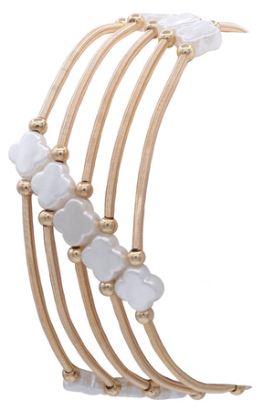 Metal Coil Quatrefoil Stretch Bracelet Set