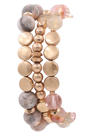 Semi Precious Stone Stretch Bracelet Set