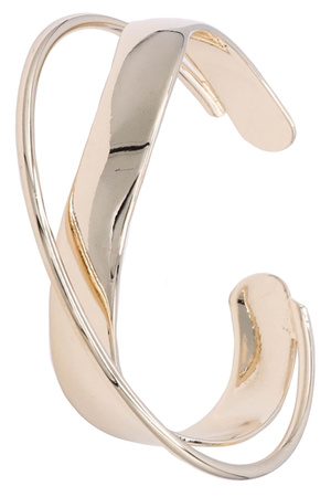 Brass Layered Wavy Open Bracelet