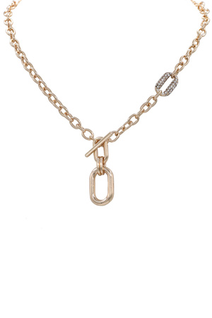 Metal Oval Pendant Toggle Bar Necklace
