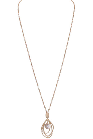 Metal Crystal Pendant Long Necklace
