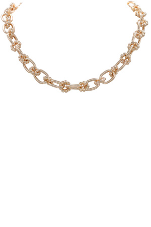 Metal Oval Flower Chain Linked Necklace
