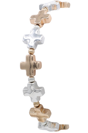 Metal Beaded Cross Stretch Bracelet