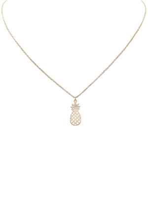 Brass Metal Pineapple Pendant Necklace