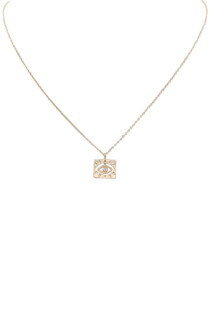 Brass Metal Cubic Zirconia  Eye Pendant Necklace