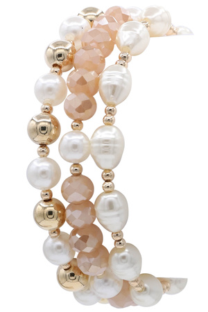 Metal Acrylic Beaded Stretch Bracelet Set