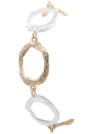 Metal Hammered Round Linked Bracelet