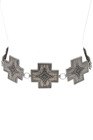 Metal Boho  Embossed Cross Chain Belt