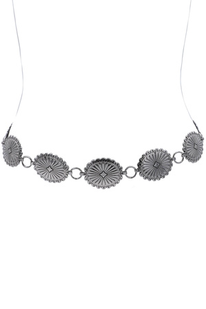 Metal Ribbed Sunburst Large Concho Chain Belt