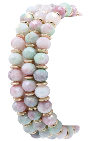 Metal Glass Beaded Stretch Bracelet Set