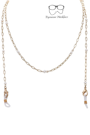 Metal Cream Pearl Chain Linked Eyeglasses Chain