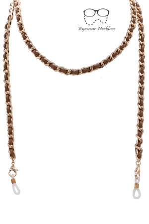 Metal Faux Leather Chain Linked Eyeglasses Chain