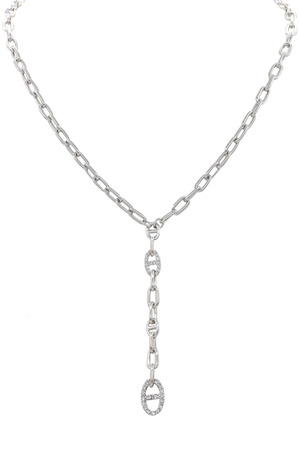 Metal Rhinestone Chain Linked 'Y' Necklace