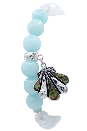 Hammered Metal Shell Charm Stretch Bracelet