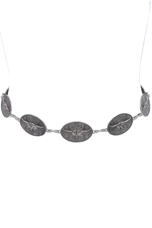Metal Floral Longhorn Concho Chain Belt