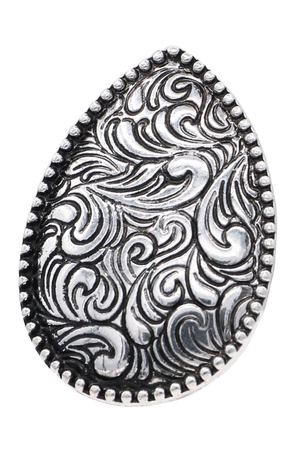 Western Etched Teardrop Cuff Ring